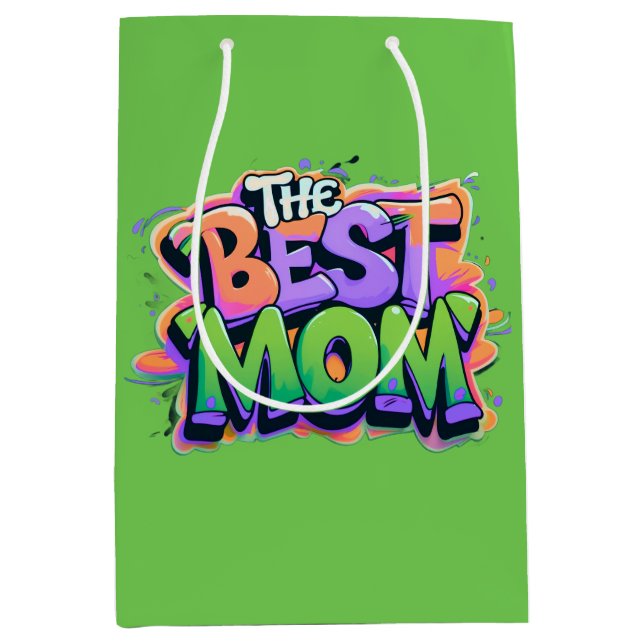 The best mom Stil Mittlere Geschenktüte (Vorderseite)