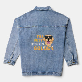 The Best Therapy Is a Golden with Sunglasses Jeansjacke
