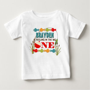 The Big One Fishing Theme Boys First Birthday Baby T-shirt