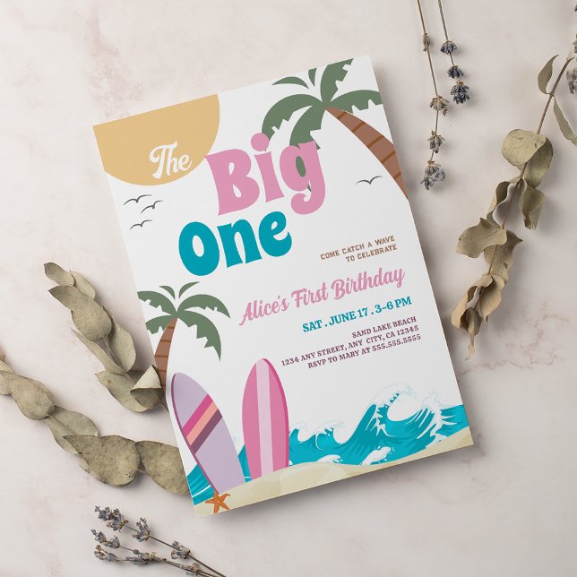 The Big One Modern Surf 1st Birthday Party Einladung (Von Creator hochgeladen)