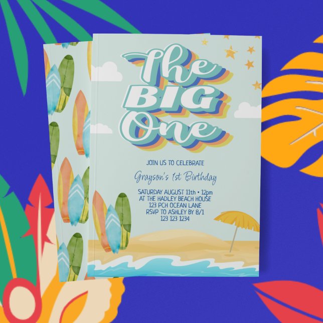 The Big One Ocean Beach First Birthday Invitation (Créateur téléchargé)