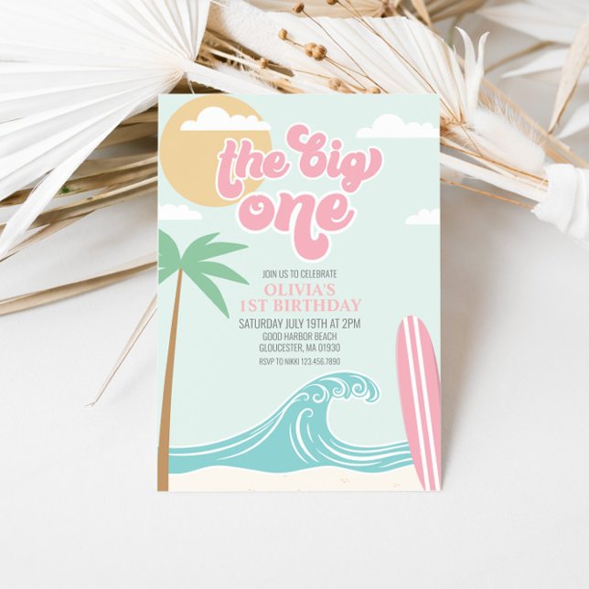 The Big One Pink Beach Birthday Invitation (Créateur téléchargé)