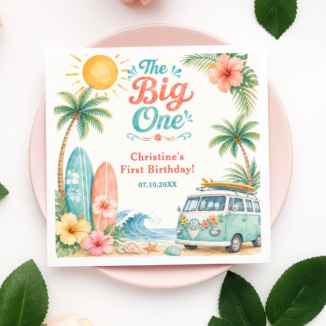 The Big One Surf Beach 1. Geburtstag Serviette (Von Creator hochgeladen)
