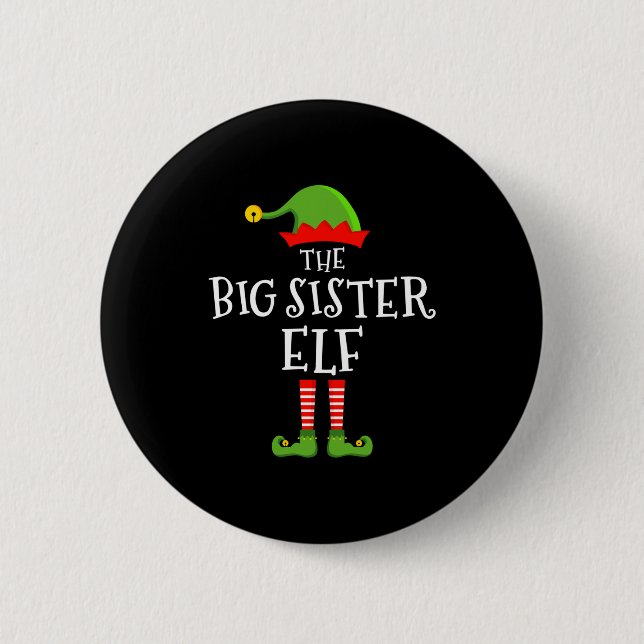 The Big Sister Elf Funny Christmas Matching Family Button (Vorderseite)