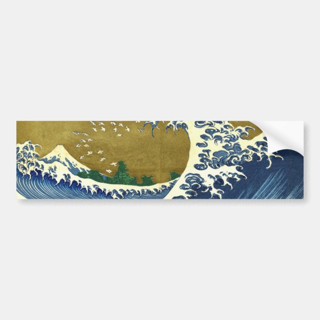 The Big Wave (Blau und Gold) (Katsushika Hokusai) Autoaufkleber (Vorne)