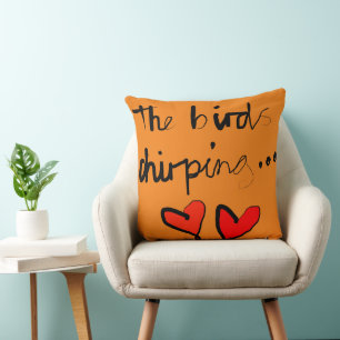 The Bird's Chirping - Orange Black Red Kissen