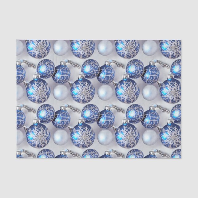 The Blue & Silver Christmas Bulb Series Design 10 Seidenpapier (Vorderseite)