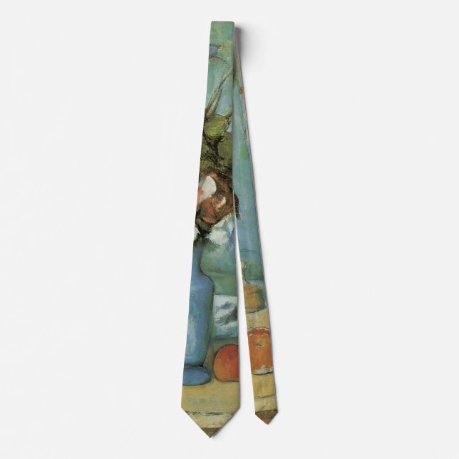 The Blue Vase (Blume und Obst) von Paul Cezanne Krawatte (Vorderseite)