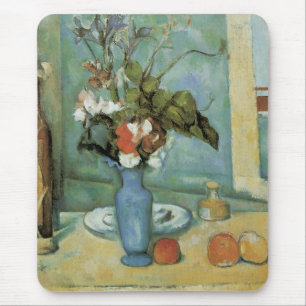 The Blue Vase (Blume und Obst) von Paul Cezanne Mousepad