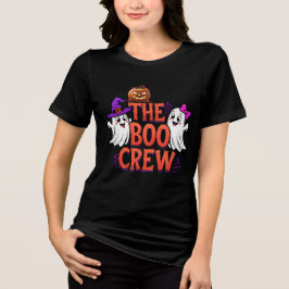 The Boo Crew Halloween Ghosts & Pumpkin Cartoon Tri-Blend Shirt