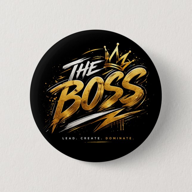 The Boss Crown – Gold Motivation Power Button 🔥 (Vorderseite)