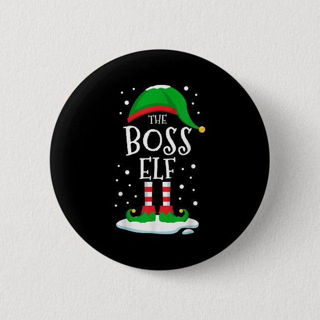 The Boss Elf Christmas Family Matching Xmas Group  Button (Vorderseite)