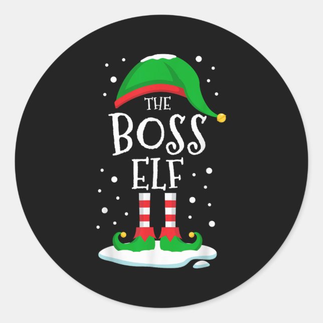 The Boss Elf Christmas Family Matching Xmas Group  Runder Aufkleber (Vorderseite)