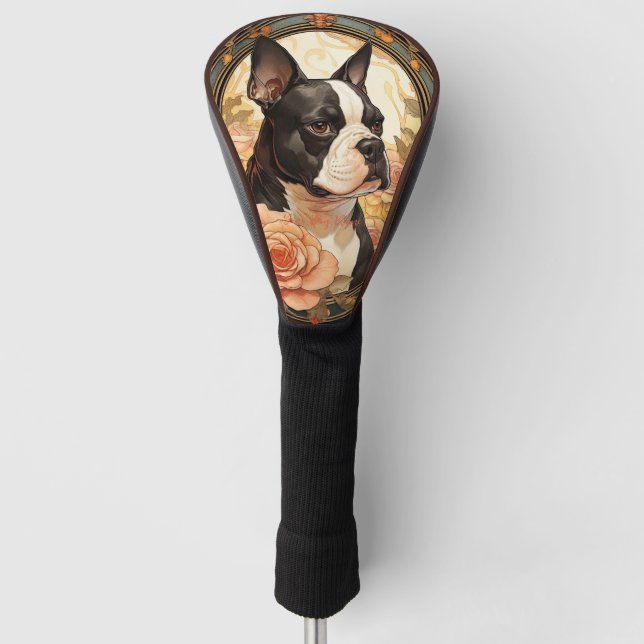 The Boston Terrier Dog 001 - Natalia Mucha Golf Headcover (Vorderseite)