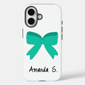 The Bow Phone Case mit Ihrem Namen (türkis)