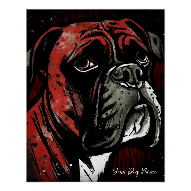 The Boxer Dog, Red and Black 004 - Ulises Dallaire Poster (Vorderseite)