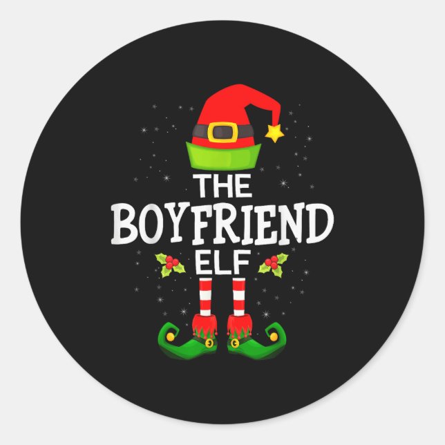 The Boyfriend Elf Christmas Family Matching Pajama Runder Aufkleber (Vorderseite)