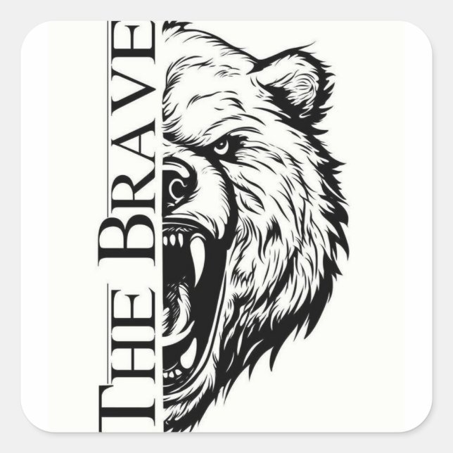 The Brave Bear Quadratischer Aufkleber (Vorderseite)