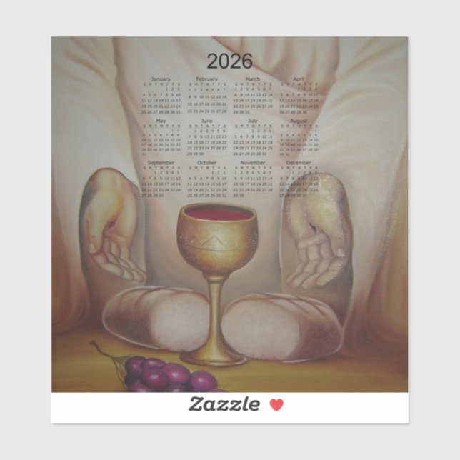 The Bread of Life: Holy Eucharist 2026 Calendar Aufkleber (Blatt)