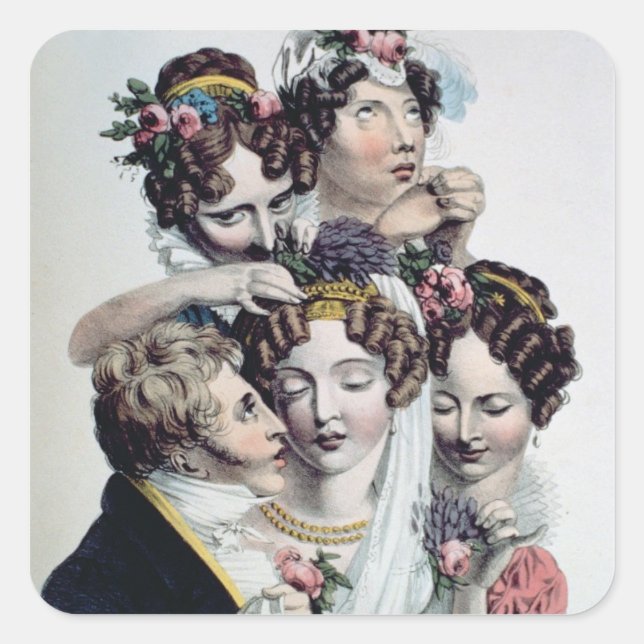 The Bride, c.1820 (litho) Quadratischer Aufkleber (Vorderseite)
