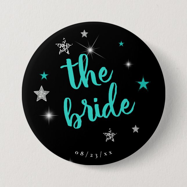 The Bride Disco Bachelorette Aquamarin ID925 Button (Vorderseite)