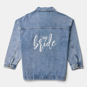 The Bride Elegant White Script Typografie Jeansjacke