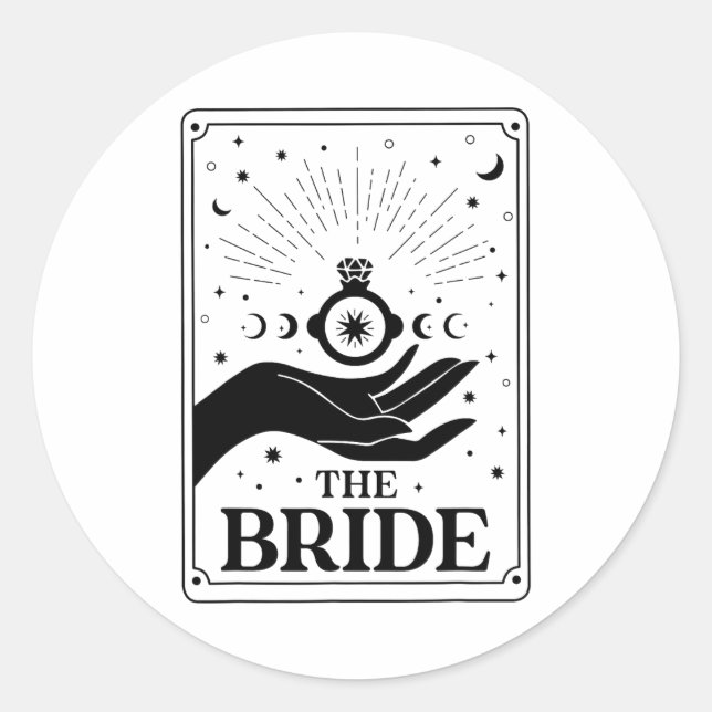 The Bride Future Mrs. Tarot Gothic Brautparty Bac Runder Aufkleber (Vorderseite)