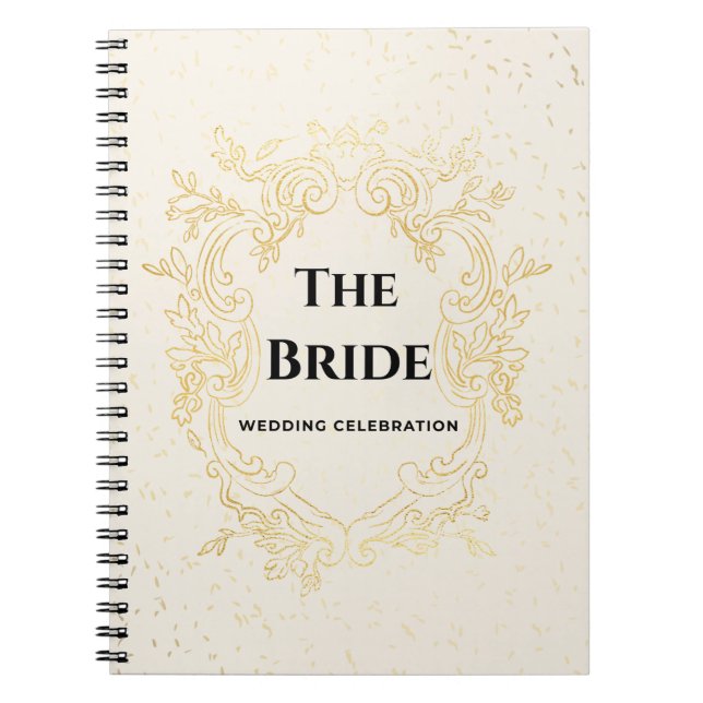 The Bride – Gold Frame Wedding Design notebook Notizblock (Vorderseite)