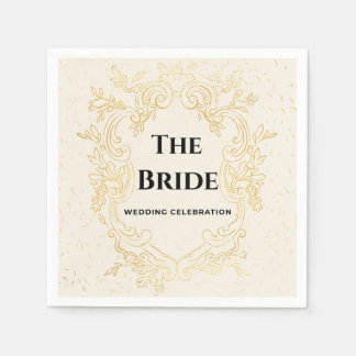 The Bride - Gold vintage frame paper napkins Serviette