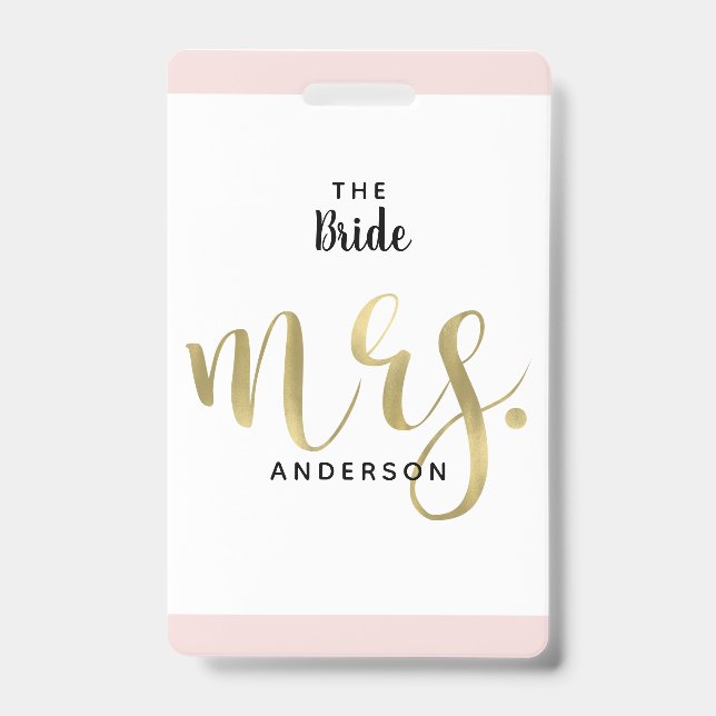The Bride Mrs Gold Wedding Party VIP Pass Ausweis (Vorderseite)