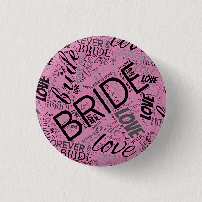 The Bride Word Cloud Black ID253 Button (Vorderseite)