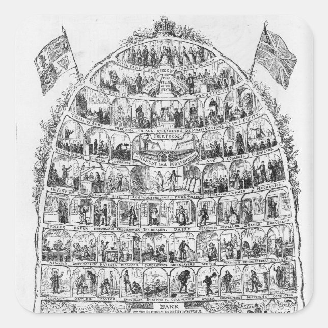 The British Biene, 1867 Quadratischer Aufkleber (Vorderseite)