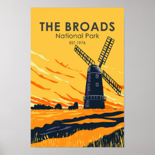 The Broads Nationalpark England Vintage Poster