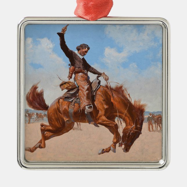 The Bronco Buster (von Frederic Remington) Ornament Aus Metall (Vorne)