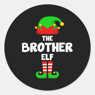 The Brother Elf Funny Christmas Matching Family Pa Runder Aufkleber