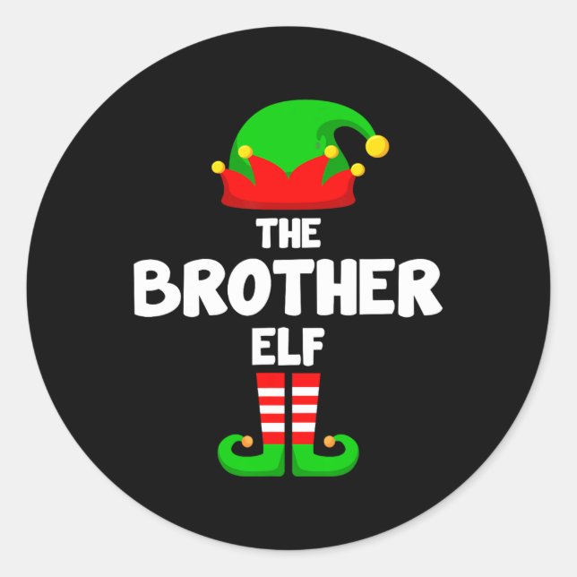 The Brother Elf Funny Christmas Matching Family Pa Runder Aufkleber (Vorderseite)
