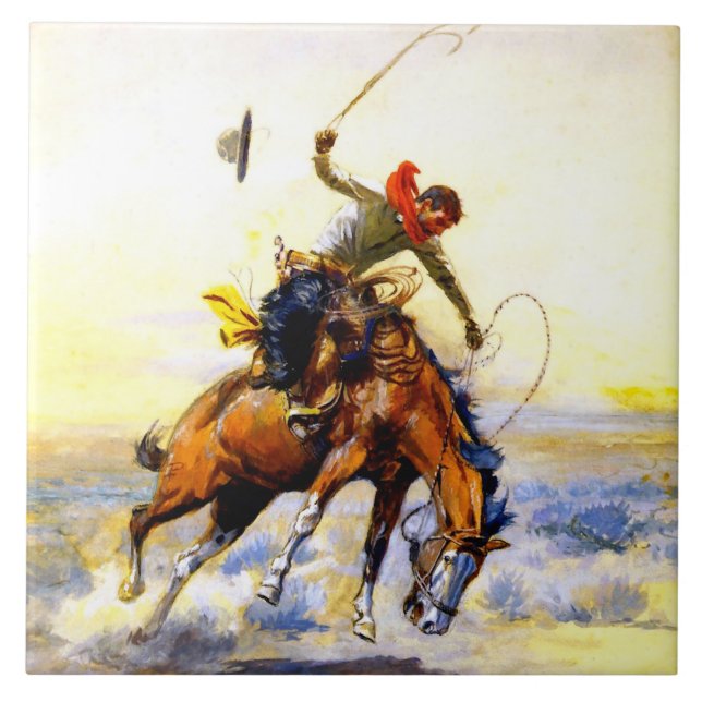 "The Bucker" Western Art von Charles M. Russell Fliese (Vorderseite)