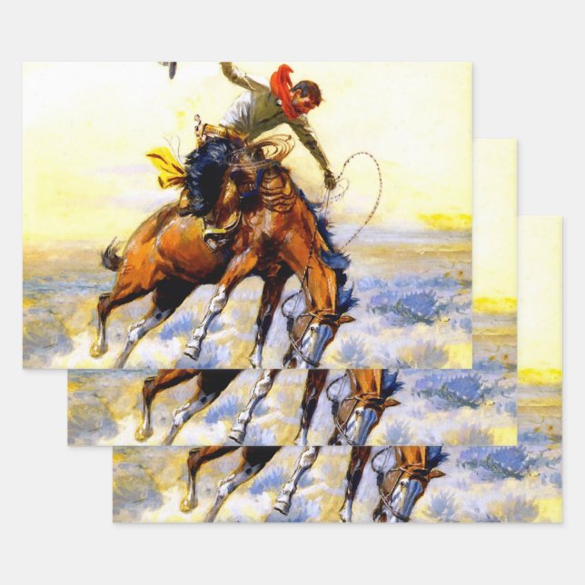 "The Bucker" Western Art von Charles M. Russell Geschenkpapier Set (Set)
