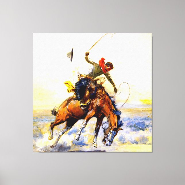 "The Bucker" Western Art von Charles M. Russell Leinwanddruck (Vorderseite)