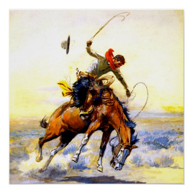 "The Bucker" Western Art von Charles M. Russell Poster (Vorderseite)