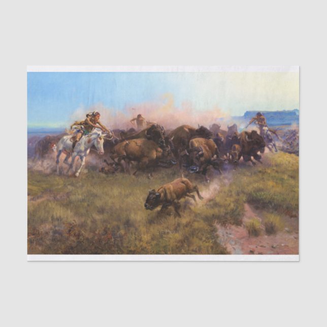 The Buffalo Hunt, No.39 von Charles M. Russell Seidenpapier (Vorderseite)