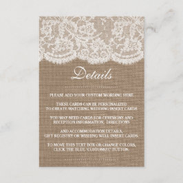 The Burlap & Lace Wedding Collection Begleitkarte