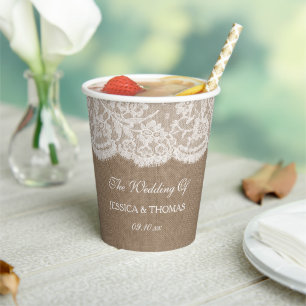 The Burlap & Lace Wedding Collection Pappbecher