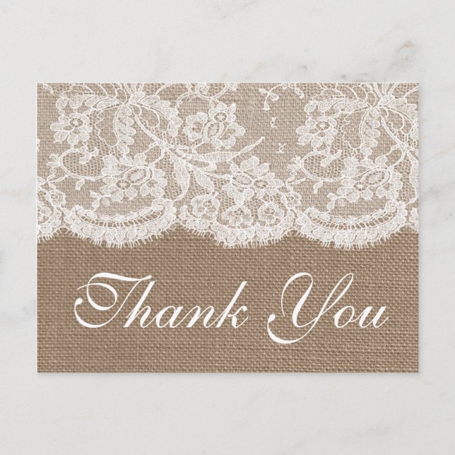 The Burlap & Lace Wedding Collection Postkarte (Vorderseite)