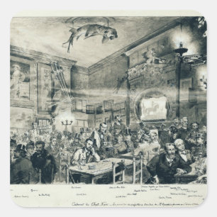 The Cabaret du Chat Noir, 1886 Quadratischer Aufkleber