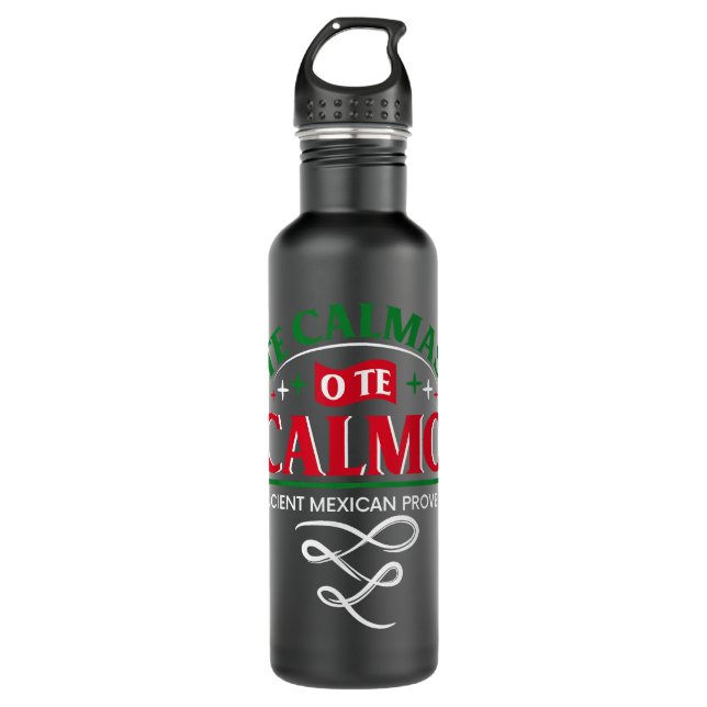 The Calmas O The Calmo Funny Lautsprecher Geschenk Edelstahlflasche (Vorderseite)