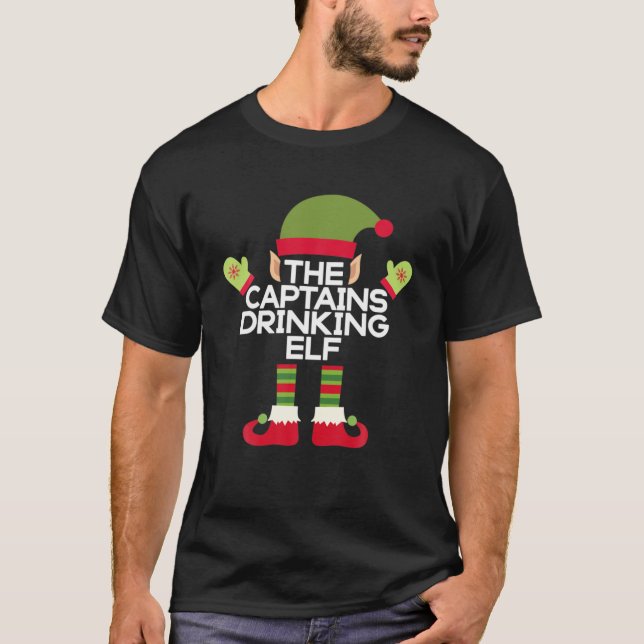 The Captains Drinking Elf Funny Christmas Rum T-Shirt (Vorderseite)