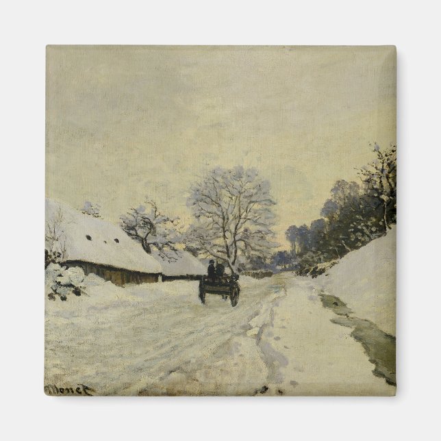 The Cart, oder Road under Snow at Honfleur, 1865 Magnet (Vorne)