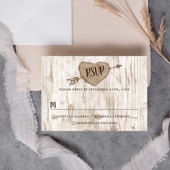 The Carved Heart Tree Wedding Collection UAWG RSVP Karte (Von Creator hochgeladen)