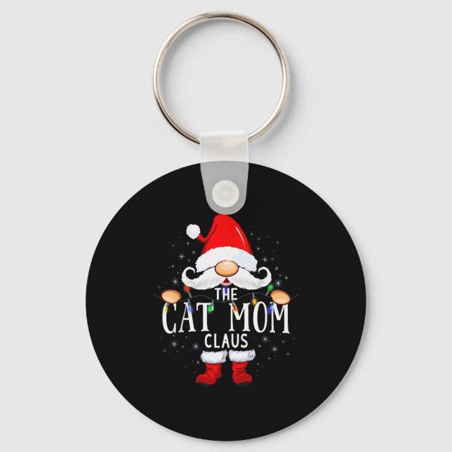 The Cat Mom Claus Christmas Matching Pajama Men Wo Schlüsselanhänger (Vorderseite)